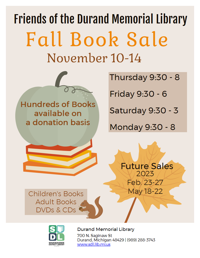 Fall Book Sale Shiawassee District Library